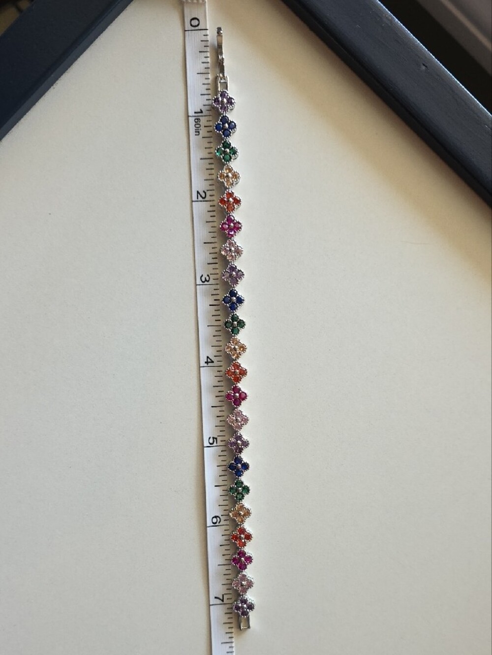 Multi-Color Floral Cluster Tennis Bracelet - Women Jewelry - Picture 4 of 5